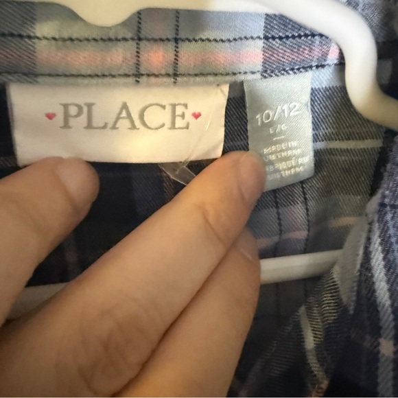 The Children's Place Plaid Button Down Shirt - Blue, Gray, Pink - Picture 3 of 4